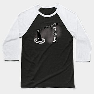 Exorcising Demons - Black and White Baseball T-Shirt